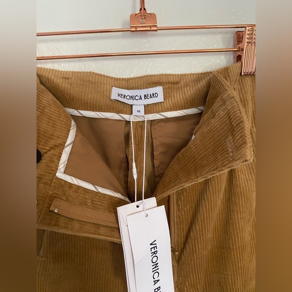 NWT Veronica Beard High-Waist Wide-Leg Corduroy Dova Pants in Camel - Picture 6 of 11